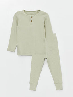 Bisiklet Yaka Uzun Kollu Basic Erkek Bebek Pijama Tak?m?