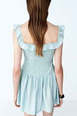 Vestido off-the-shoulder con cuerpo nido de abeja - H&m фото 6
