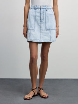 Джинсовая юбка мини с накладными карманами / Zarina фото 3