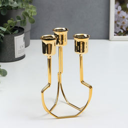 Подсвечник на 3 свечи «Равновесие», металл под золото, 15×10×10 см