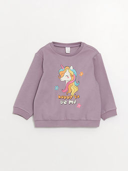 Bisiklet Yaka Uzun Kollu Bask?l? K?z Bebek Sweatshirt ve Tayt 2li Tak?m - Waikiki фото 2