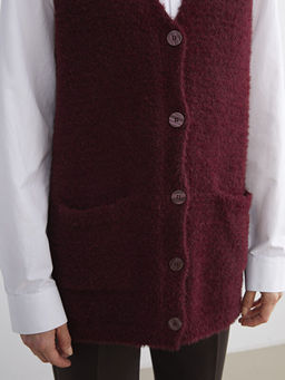 B?y?k Beden V Yaka Kad?n Pel?? Yelek