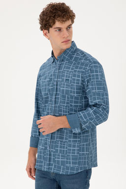 Мужская голубая рубашка с длинным рукавом - U.s. polo assn фото 3