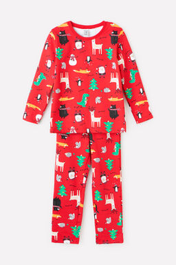CROCKID СТОК! Пижама. Цвет: праздничный микс на насыщенно-красном