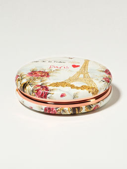 Зеркало складное «Париж», d=7.5 см, с увеличением х2, искусственная кожа, цвет золотистый