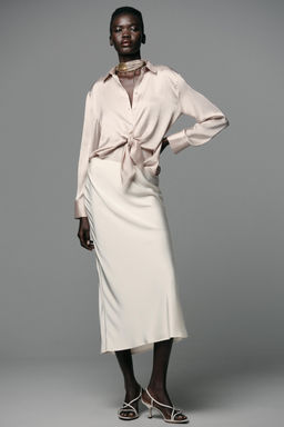 SATIN SHIRT WITH KNOT