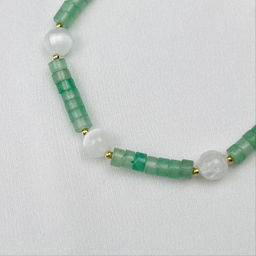 Браслет из зеленого Кварца и Селенита 19 см +