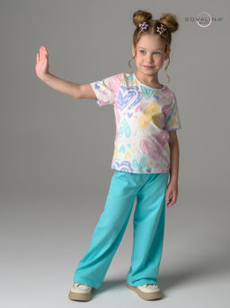 Костюм Лето акварельные сердечки-мята