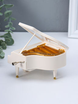 Шкатулка музыкальная механическая «Пианино», белая, 9×10.5×6.2 см