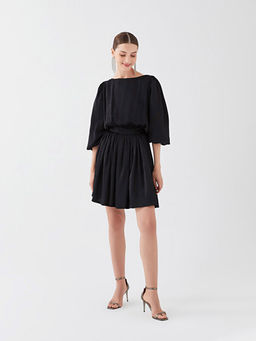 Bisiklet Yaka D?z K?sa Kollu Kad?n Elbise