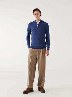 Dik Yaka Uzun Kollu Erkek Triko Kazak