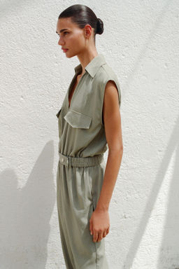 LINEN BLEND BELTED JUMPSUIT - Zara фото 10
