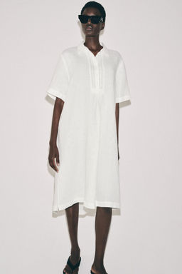 VESTIDO CAMISERO LINO ZW COLLECTION / Blanco - Zara фото 2
