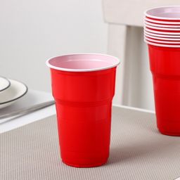 Стаканы одноразовые Факел Экстра, 500 мл, в наборе 10 шт, цвет красно-белый