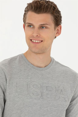 Мужская серая меланжская базовая толстовка Скюра в корзине в корзине - U.s. polo assn фото 2