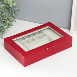 Шкатулка кожзам для украшений Хэмптонс красная 5,5х27х18 см