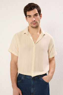 TRENDYOL MAN Premium Siyah Regular Fit Cizgili Dokulu Yazl?k Gomlek TMNSS23GO00063 - Trendyolmilla фото 3