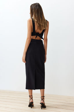 Siyah Bel Detayl? Kalem Duz Kesim Midi Boy Dokuma Etek TWOSS24ET00129 - Trendyolmilla фото 7