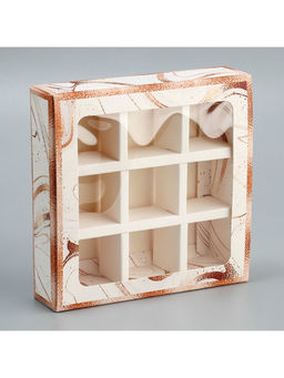 Цена за 5 шт. Коробка для конфет, кондитерская упаковка, 9 ячеек, «Мрамор», 14.5×14.5×3.5 см