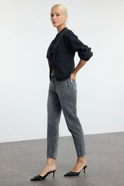 Siyah Yuksek Bel Mom Jeans TWOSS21JE0016 - Trendyolmilla фото 2