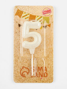 Свеча в торт «Праздник» цифра 5, жемчужный перламутр с блестками