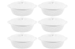 Набор жюльенниц-кокотниц 6 пр. 250 мл 16*10*8 см "Веточки-цветочки" с крышками