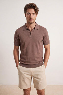 Koyu Vizon Regular/Normal Kesim _zel _plik Premium Basic Triko Polo Yaka T-shirt TMNSS26PO00044 - Trendyolmilla фото 2