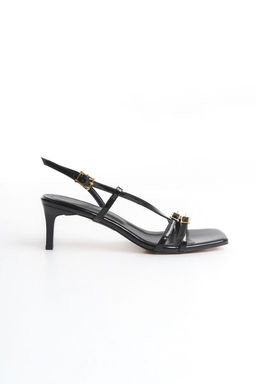 Trendyol Shoes Siyah Rugan Gold Tokal? Arkas? Ac?k Kad?n Topuklu Sandalet TAKSS25TO00017 - Trendyolmilla фото 6