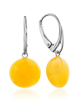 Серьги с натуральным медовым янтарем Пуговки