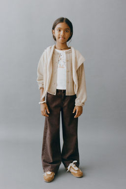 STRAIGHT-LEG DENIM TROUSERS WITH WAVY EMBROIDERY - Zara фото 5