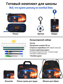 Рюкзак SkyName set-RK-619 + мешок для обуви, папка, пенал, кошелек, бейдж, канц. набр, брелок мячик  фото 15