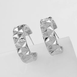 Серьги кольца QF Геометрия, орнамент, d=2.8 см, цвет серебро