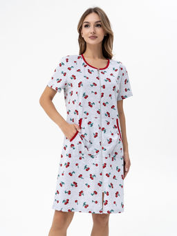 Халат хлопок 100%,серо-красный - Binita фото 4