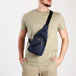 Сумка слинг мужская из текстиля, цвет синий - Simaland фото 2