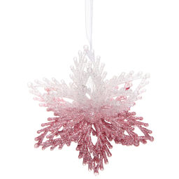 Цена за 2 шт. Подвеска "Волшебная снежинка" 10 см, Белый/Розовый