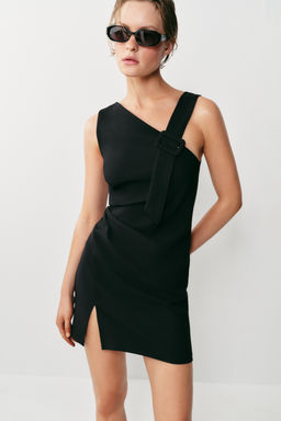 VESTIDO CORTO ASIM?TRICO HEBILLA / Negro - Zara фото 2