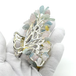 Заколка краб для волос бабочка с бериллом 8*3,5*5см