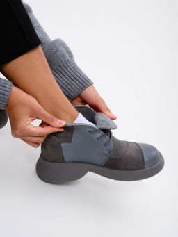 Ботинки EDART 305.927gr. Серая вакса+серый замок замша/мех фото 14