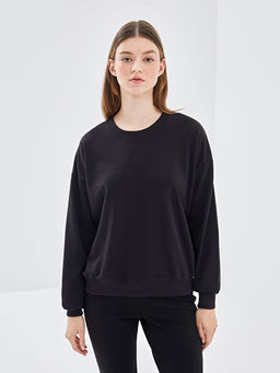 Bisiklet Yaka Nak??l? Kad?n Kal?n Sweatshirt