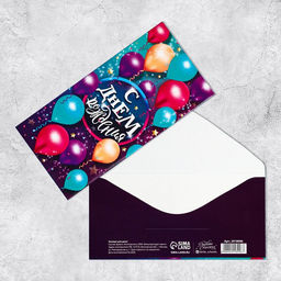 Цена за 10 шт. Конверт Разноцветные шары, 16,5 х 8 см