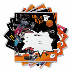 Цена за 10 шт. Тетрадь школьная ученическая ErichKrause Ну, Погоди! Каникулы, 12 листов, линейка (в плёнке по 10 шт.)_MIX-PACK