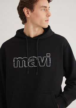 Mavi Logo Bask?l? Siyah Sweatshirt