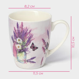 Кружка фарфоровая Доляна «Романтичная лаванда», 400 мл