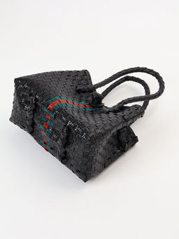 Сумка плетёная пластиковая, 23×11×30 см, чёрная