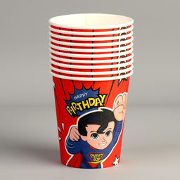 Цена за 10 шт. Стакан бумажный SUPER Happy Birthday, 250 мл - Страна карнавалия фото 2