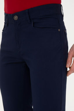 Erkek Regular Fit Lacivert Kanvas / Chino Pantolon