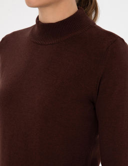 Kahverengi Slim Fit Basic Kazak