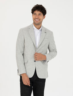 A__k Gri Y_n Kar___ml_ Slim Fit Ceket