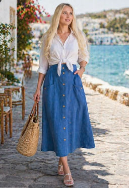 Льняная юбка с резинками по бокам лен с вискозой