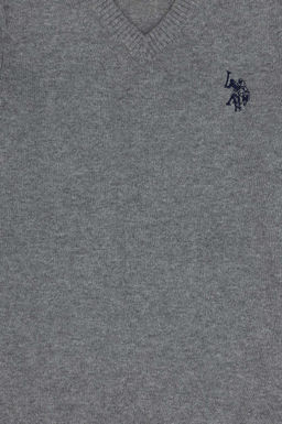 Серый меланжевый базовый свитер для мальчика Неожиданная скидка в корзине - U.s. polo assn фото 3